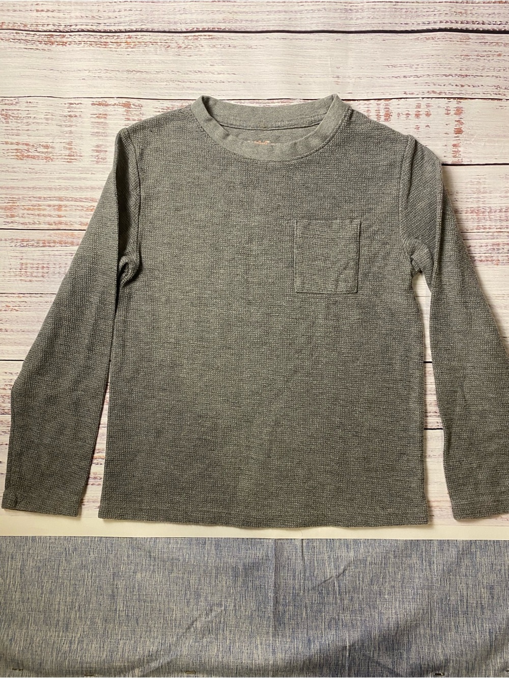 Cat & Jack Gray Long Sleeve Waffle Thermal Pocket Tee Sz-Kids XS